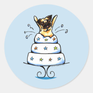 Pug Cake Trick Ronde Sticker