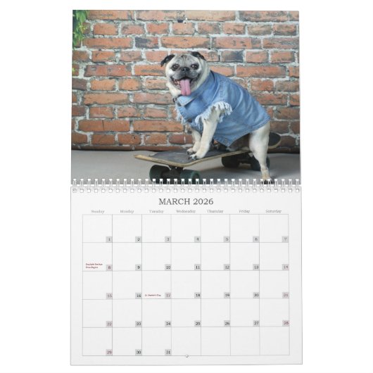 Pug Calendar 2019 Kalender (Mar 2026)