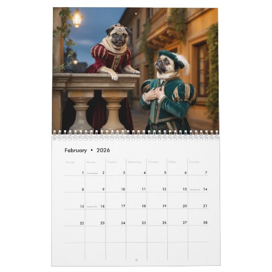 Pug Calendar Kalender (Feb 2026)