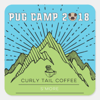 Pug Camp 2018 Curly Tail Koffie Smore Vierkante Sticker