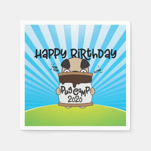 Pug Camp 2020 Happy Birthday Servet (Voorkant)