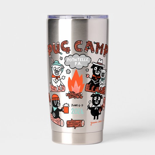 PUG Camp 2024 20 OZ Roestvrij staaltuimelaar Geïsoleerde Drinkbeker (Voorkant)