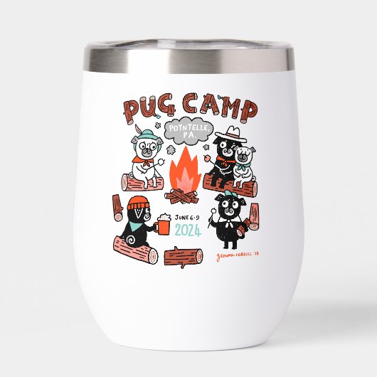 Pug Camp 2024 Wijndroogtrommel - Wit (Achterkant)