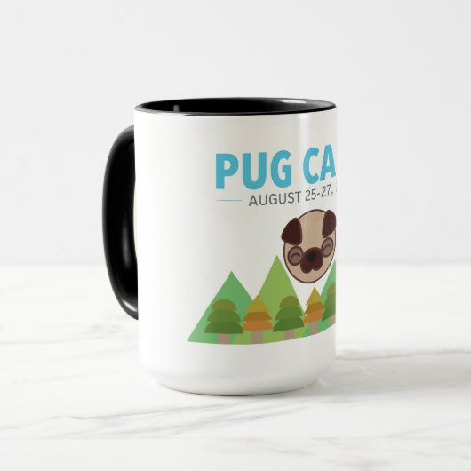 Pug Camp Coffee Tea Mok (Voorkant links)