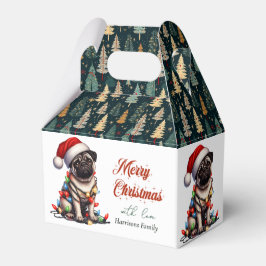 Pug Canine Retro Schattige Kerstmis Bedankdoosjes