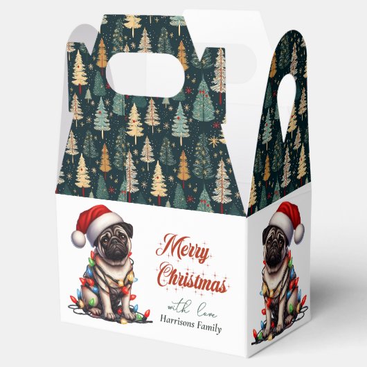 Pug Canine Retro Schattige Kerstmis Bedankdoosjes (Geopend)