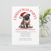 Pug Canine Retro Waterverf Kerst Kaart (Staand voorkant)