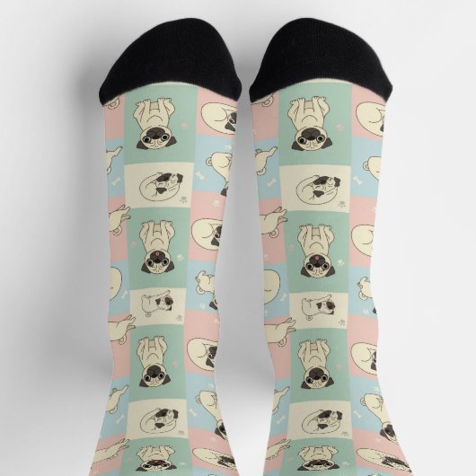 Pug Cartoon Pattern Sokken (Top)