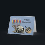 Pug Chanukah Kaart Menorah Dreidel<br><div class="desc">Het herdenken van familie en vrienden tijdens het Chanoekaseizoen is een prachtige manier om contact te houden met de mensen waar je van houdt en waar je om geeft. Ik heb met liefde en zorg een Chanoekaartje voor honden gemaakt en ik ben er zeker van dat iedereen die van honden...</div>