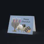 Pug Chanukah Kaart Menorah Dreidel<br><div class="desc">Het herdenken van familie en vrienden tijdens het Chanoekaseizoen is een prachtige manier om contact te houden met de mensen waar je van houdt en waar je om geeft. Ik heb met liefde en zorg een Chanoekaartje voor honden gemaakt en ik ben er zeker van dat iedereen die van honden...</div>