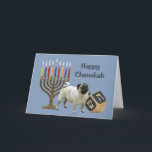 Pug Chanukah Kaart Menorah Dreidel<br><div class="desc">Het herdenken van familie en vrienden tijdens het Chanoekaseizoen is een prachtige manier om contact te houden met de mensen waar je van houdt en waar je om geeft. Ik heb met liefde en zorg een Chanoekaartje voor honden gemaakt en ik ben er zeker van dat iedereen die van honden...</div>