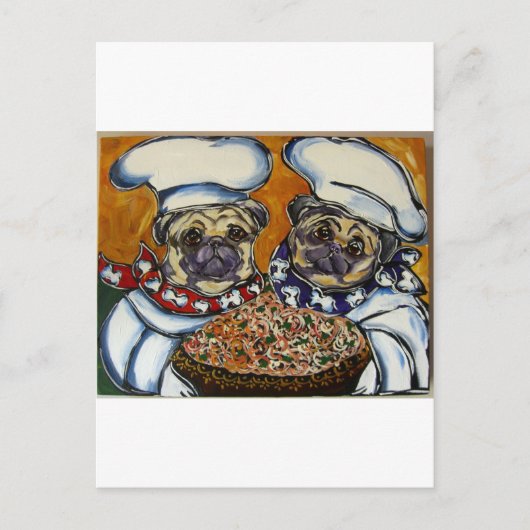 Pug Chef Briefkaart (Voorkant)