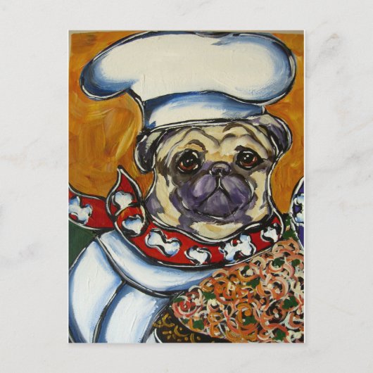 Pug Chef Briefkaart (Voorkant)