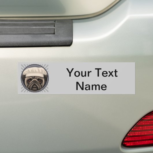 Pug Chef Bumpersticker (Op auto)