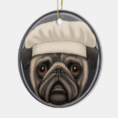 Pug Chef Keramisch Ornament (Links)