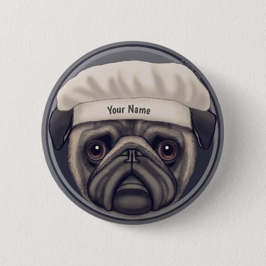 Pug Chef Ronde Button 5,7 Cm (Voorkant)