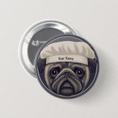 Pug Chef Ronde Button 5,7 Cm (Voorkant /achterkant)