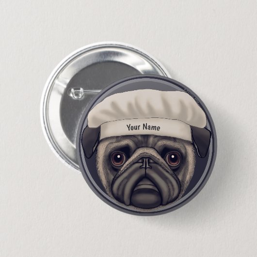 Pug Chef Ronde Button 5,7 Cm (Voorkant /achterkant)