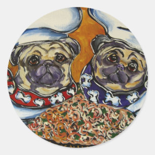 Pug Chef Ronde Sticker