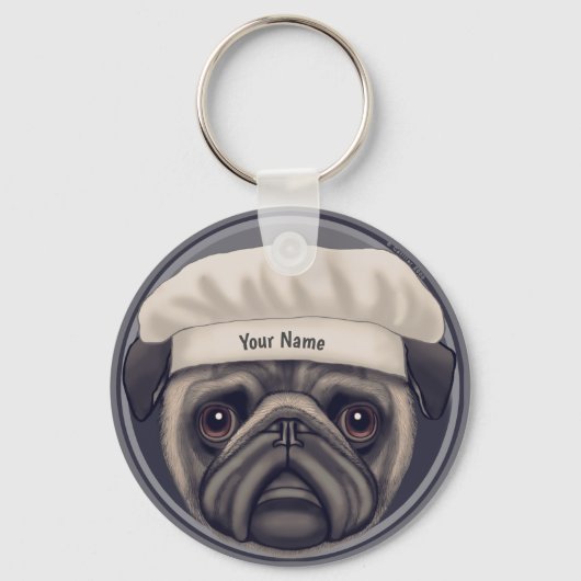 Pug Chef Sleutelhanger (Voorkant)