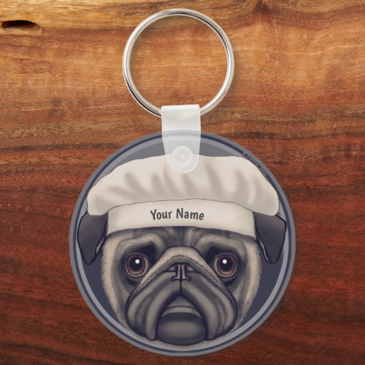 Pug Chef Sleutelhanger (Voorkant)