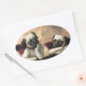 Pug Cherubs geïnspireerd door Raphael Ovale Sticker (Envelop)