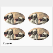 Pug Cherubs geïnspireerd door Raphael Ovale Sticker (Vel)
