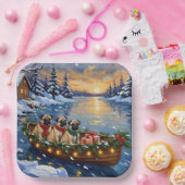 Pug Christmas Boat Holiday Papieren Bordje (Feest)
