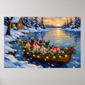 Pug Christmas Boat Holiday Poster (Voorkant)