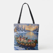 Pug Christmas Boat Holiday Tote Bag (Achterkant)