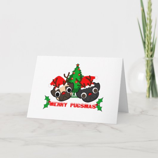 Pug Christmas Card Feestdagen Kaart (Voorkant)