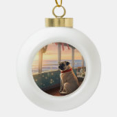Pug Christmas Cruise: Pawsome Holiday Delight Keramische Bal Ornament (Voorkant)