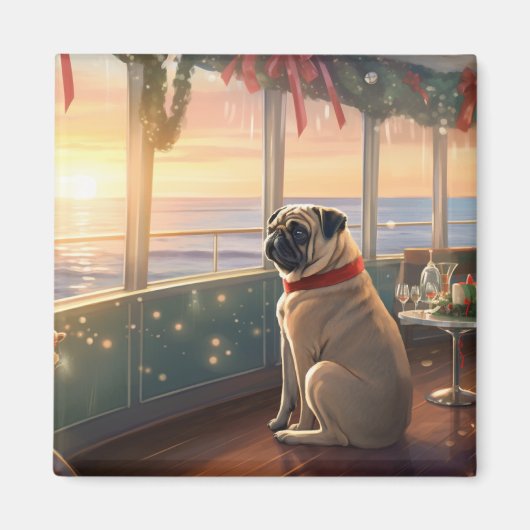 Pug Christmas Cruise: Pawsome Holiday Delight Magneet (Voorkant)