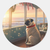 Pug Christmas Cruise: Pawsome Holiday Delight Ronde Sticker (Voorkant)