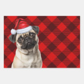 Pug Christmas Dog Red Buffalo Plaid Inpakpapier Vel (Voorkant 3)