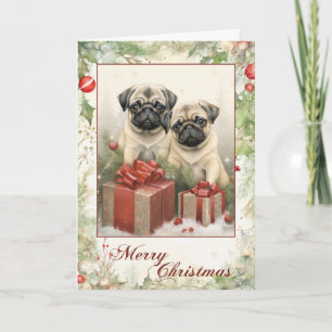  Pug Christmas Feestdagen Kaart