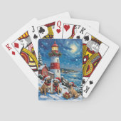 Pug Christmas Lighthouse Holiday Pokerkaarten (Achterkant)
