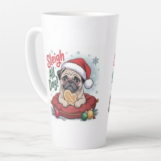 Pug Christmas Mug – Sleigh All Day Holiday Coffee Latte Mok (Linkerhoek)