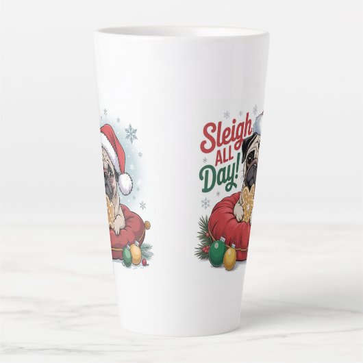 Pug Christmas Mug – Sleigh All Day Holiday Coffee Latte Mok (Voorkant)