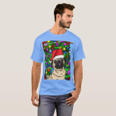 Pug Christmas Pug met een kerst Pet en jongen T-shirt (Voorkant volledig)
