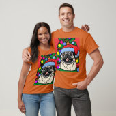 Pug Christmas Pug met kerst Pet en retro T-shirt (Unisex)
