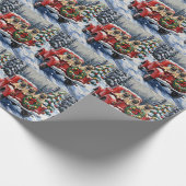 Pug Christmas Red Truck Holiday Cadeaupapier (Hoek)