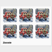 Pug Christmas Red Truck Holiday Vierkante Sticker (Vel)
