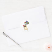 Pug Christmas Snow Winter animals Dogs Ronde Sticker (Envelop)