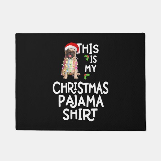 Pug Christmas Tree Light Santa Dog Xmas Pugmas Deurmat (Voorkant)