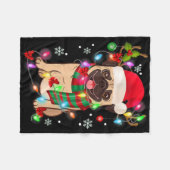 Pug Christmas Tree Lights Santa Dog Xmas Boys Pugm Fleece Deken (Voorkant (Horizontaal))