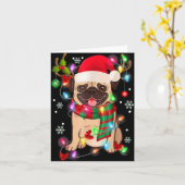 Pug Christmas Tree Lights Santa Dog Xmas Boys Pugm Kaart (Gele Bloem)