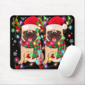 Pug Christmas Tree Lights Santa Dog Xmas Boys Pugm Muismat (Met muis)