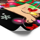 Pug Christmas Tree Lights Santa Dog Xmas Boys Pugm Poster (Hoek)