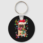 Pug Christmas Tree Lights Santa Dog Xmas Boys Pugm Sleutelhanger (Voorkant)